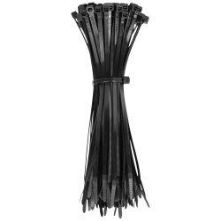 450-200 Amarres de cables y amarres plásticos negros con resistencia a la tracción de 23 kg y longitud de 20 cm
