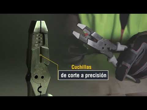 Pinzas híbridas con ponchadora y pelacables. - Mod. J215-8CR