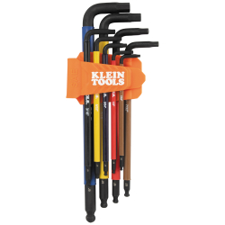 BLS9 Color-Coded Extra-Long L Style Hex Key Caddy Set, SAE, 9-Piece Image 